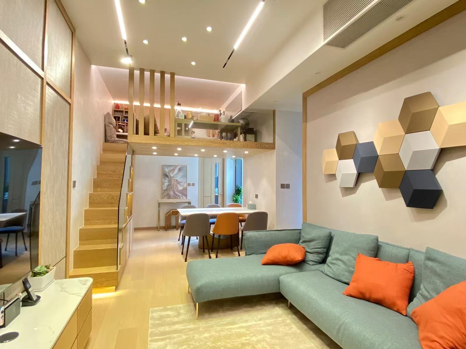 Duplex loft apartment renovation — living and dining